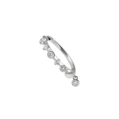 Akoya Cultured Pearl and Diamond Ear Cuff in 18K White Gold