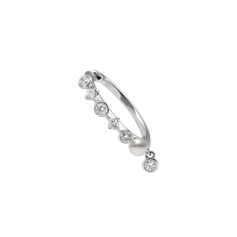 Akoya Cultured Pearl and Diamond Ear Cuff in 18K White Gold