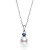 Akoya Cultured Pearl and Sapphire Pendant