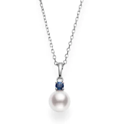 Akoya Cultured Pearl and Sapphire Pendant