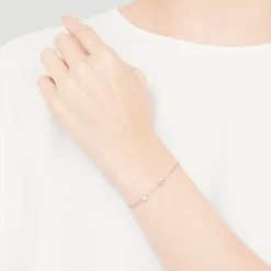 Akoya Cultured Pearl and Diamond Station Bracelet in 18K White Gold
