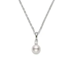 Akoya Cultured Pearl and Diamond Pendant – 18K White Gold