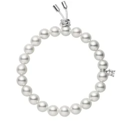 Akoya Cultured Pearl Bracelet with Diamonds in 18K White Gold