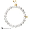 Akoya Cultured Pearl Bracelet with Diamonds in 18K Yellow Gold
