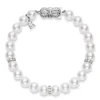 Akoya Cultured Pearl Bracelet with Diamond Rondelles in 18K White Gold
