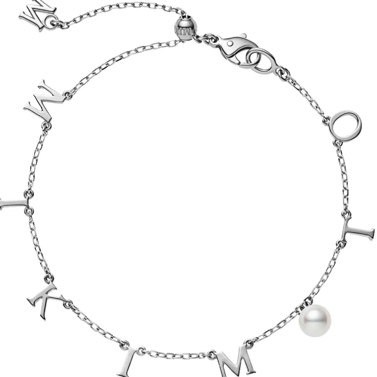 Akoya Cultured Pearl Charm Bracelet in 18K White Gold