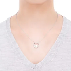 Akoya Cultured Pearl Circle Pendant in 18K White Gold