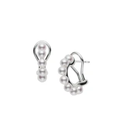 Akoya Cultured Pearl Cluster Earrings in 18K White Gold