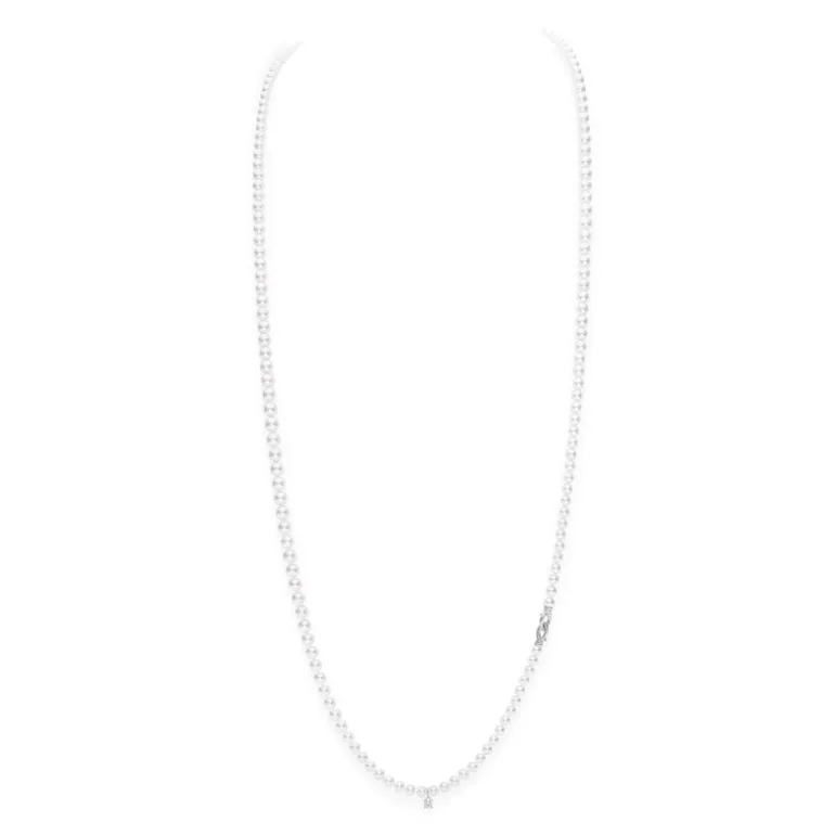 Akoya Cultured Pearl Double Strand Necklace with Diamonds