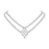 Akoya Cultured Pearl Double Row Necklace with Diamonds in 18K White Gold