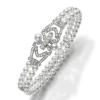 Akoya Cultured Pearl Double Strand Bracelet with Diamonds in 18K White Gold