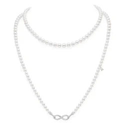 Akoya Cultured Pearl Double Strand Necklace with Diamonds