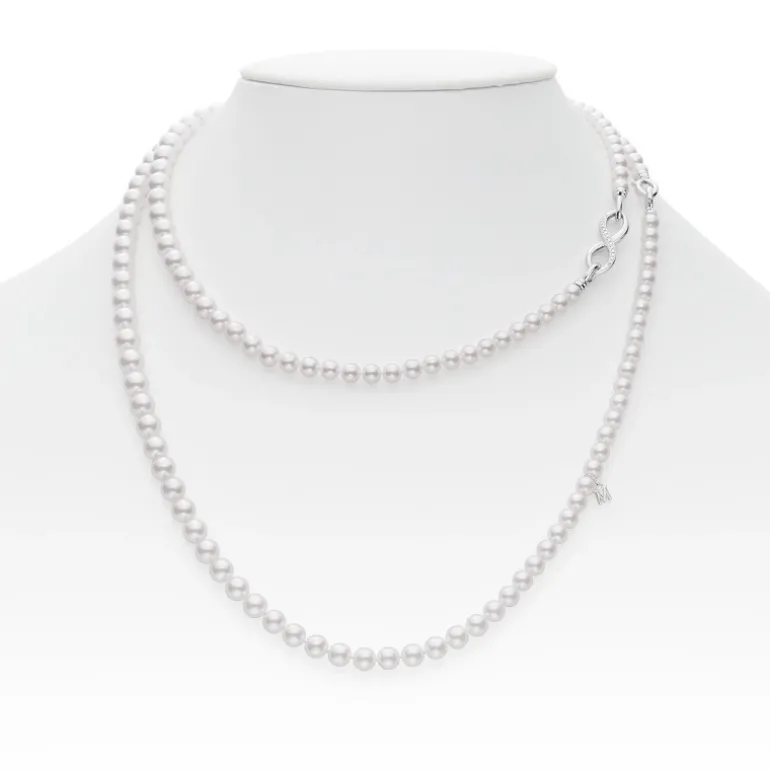 Akoya Cultured Pearl Double Strand Necklace with Diamonds