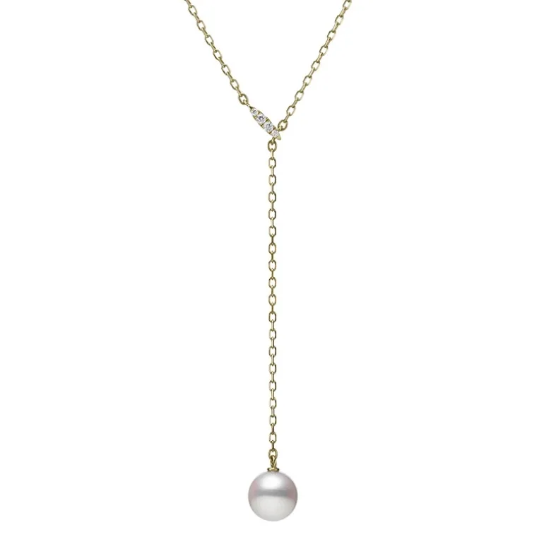 Akoya Cultured Pearl Drop Pendant in 18K Yellow Gold