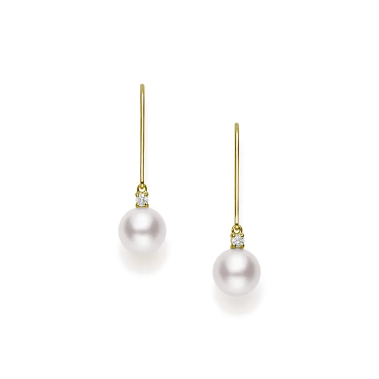 Akoya Cultured Pearl Drop Earrings in 18K Yellow Gold