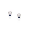 Akoya Cultured Pearl Earrings with Sapphire in 18K White Gold