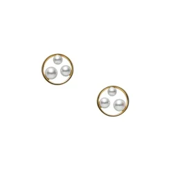 Akoya Cultured Pearl Earrings in Yellow Gold