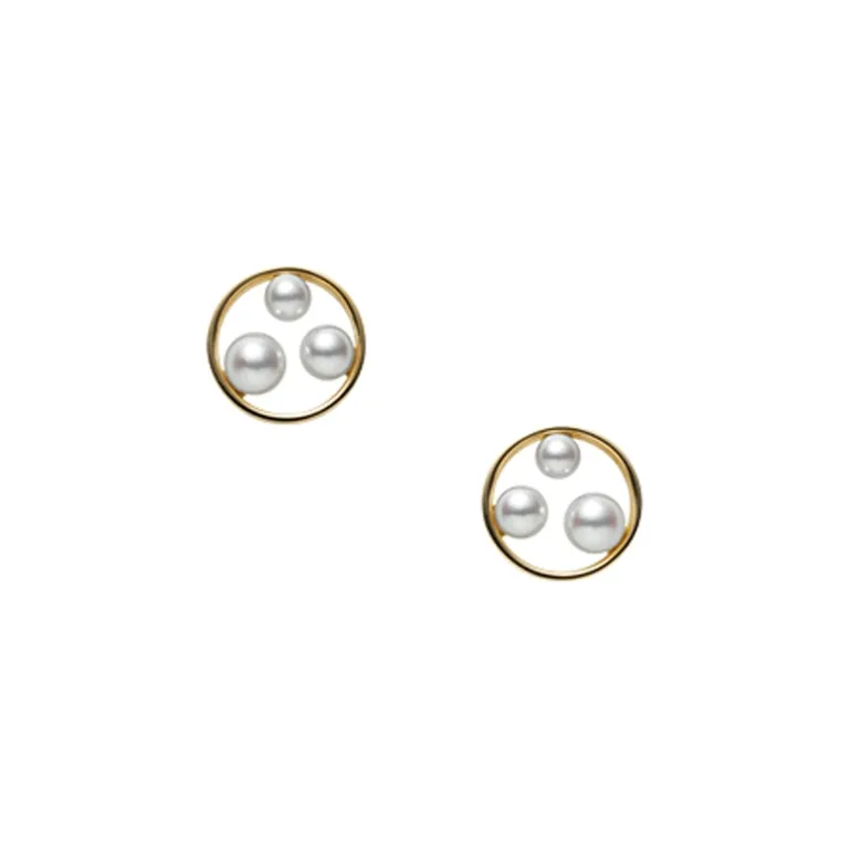 Akoya Cultured Pearl Earrings in Yellow Gold