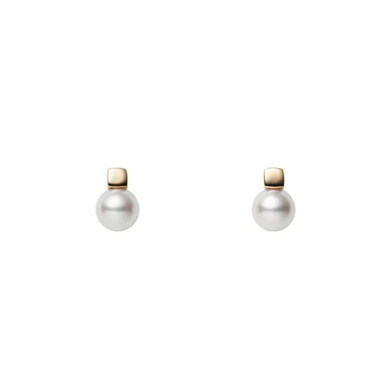 Akoya Cultured Pearl Earrings in 18K Yellow Gold