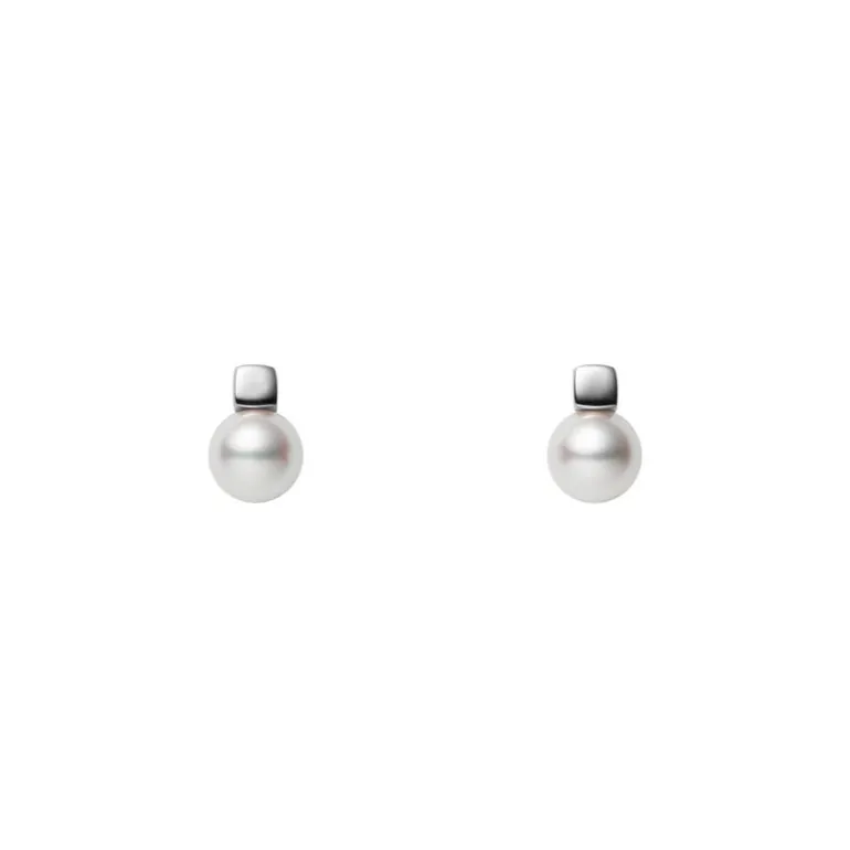 Akoya Cultured Pearl Earrings in 18K White Gold