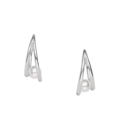 Akoya Cultured Pearl Earrings in White Gold