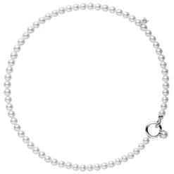 Akoya Cultured Pearl Necklace with Platinum-Plated Sliver Clasp