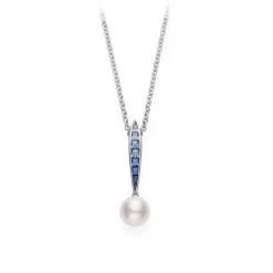 Akoya Cultured Pearl Ocean Pendant with Sapphire