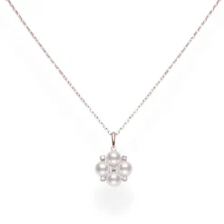 Akoya Cultured Pearl Pendant with Diamonds in Rose Gold