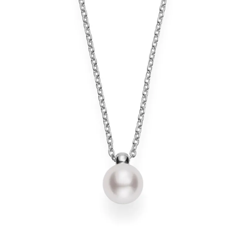 Akoya Cultured Pearl Pendant in White Gold