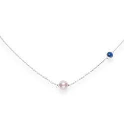 Akoya Cultured Pearl Single Pearl Pendant with Blue Enamel in Silver