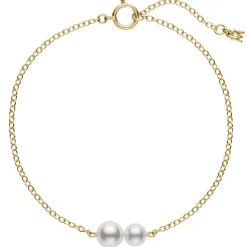 Akoya Cultured Pearl Station Bracelet in 18K Yellow Gold