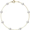Akoya Cultured Pearl Station Bracelet in Yellow Gold