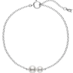 Akoya Cultured Pearl Station Bracelet in 18K White Gold