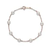 Akoya Cultured Pearl Station Bracelet in Pink Gold