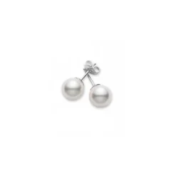 Akoya Cultured Pearl Stud Earrings in White Gold