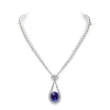 Akoya Cultured Pearl Tanzanite and Diamond Necklace in 18K White Gold