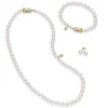 Akoya Cultured Pearl Three Piece Set in 18K Yellow Gold