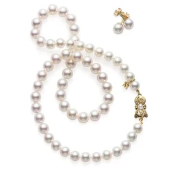 Akoya Cultured Pearl Two-Piece Gift Set in Yellow Gold - 7x6mm