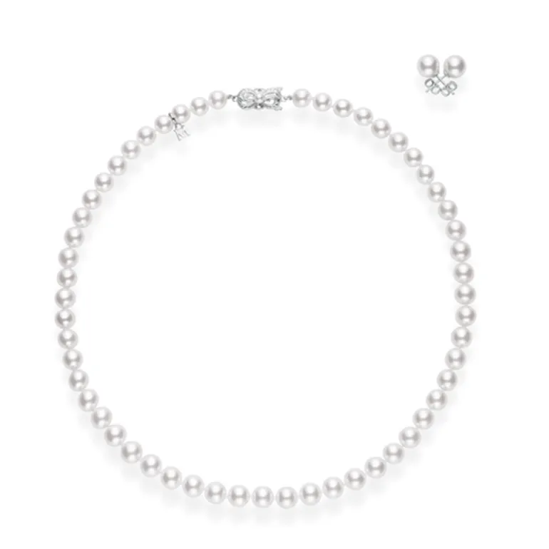 Akoya Cultured Pearl Two-Piece Gift Set in White Gold - 7x6mm