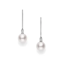 Akoya Leverback Earrings with Diamond
