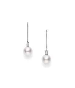Akoya Leverback Earrings with Diamond