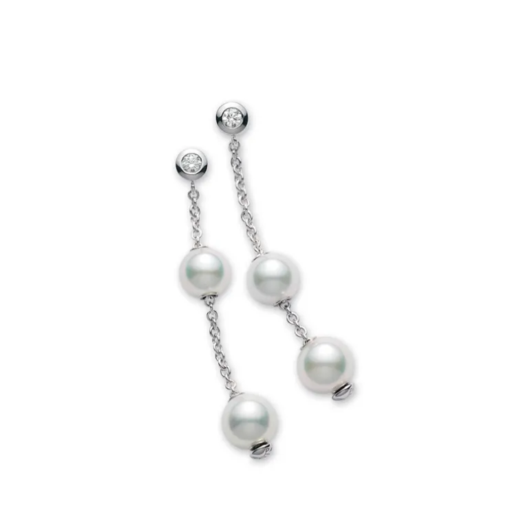 Akoya Pearl Earrings, Pearls in Motion - Mikimoto