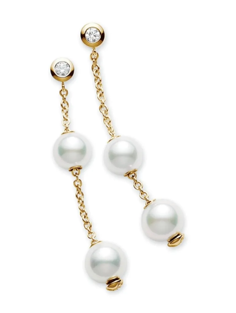 Akoya Pearl Earrings, Pearls in Motion - Mikimoto