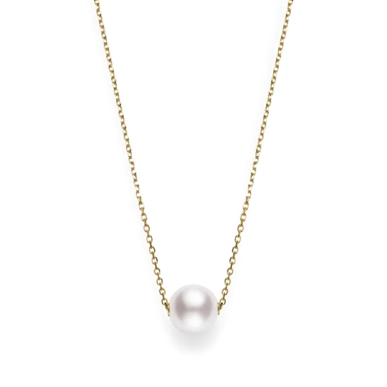 Akoya Single Pearl Pendant in18K Yellow Gold