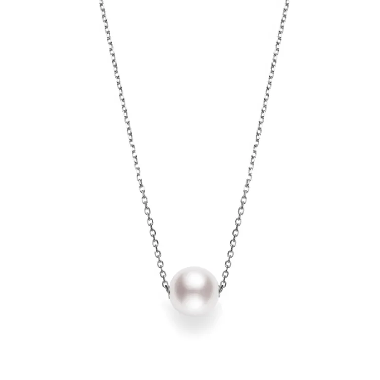 Akoya Single Pearl Pendant in 18K White Gold