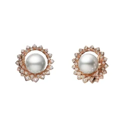 Arabesque Collection White South Sea Cultured Pearl and Diamond Earrings