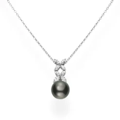 Black South Sea and Diamond Pendant