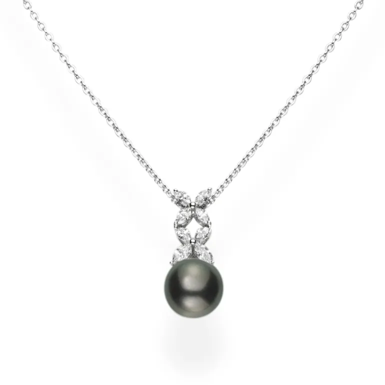 Black South Sea and Diamond Pendant