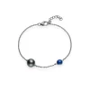 Black South Sea Cultured Pearl Single Pearl Bracelet with Blue Enamel in 18K White Gold