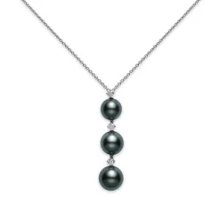 Black South Sea Cultured Pearl and Diamond Pendant - Mikimoto